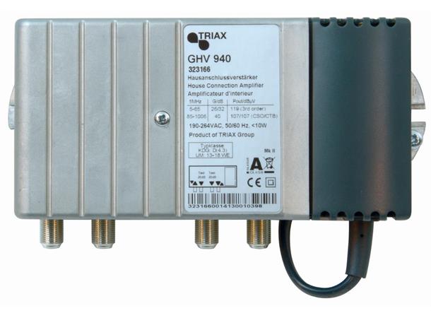 Triax forsterker GHV 940 5-65/85-1006MHz TP inn/ut, konfigurerbar All-on-board