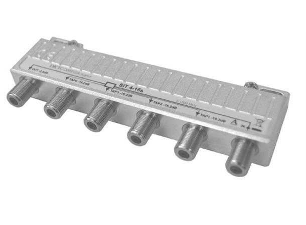 Avgrener inne 4 tap 16dB Signia SiT4-16s DOCSIS 3.1, 5-1300 MHz, F tilkoblinger