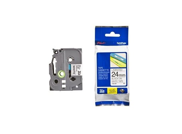 Brother Tape  24mm x 8m TZE251 Svart på Hvit 