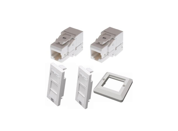 ECS 2xRJ45 UTP Cat6 Innfelt Komplett produkt - Rett uttak - Tooless 