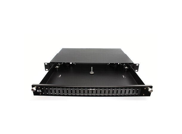 ECS KOMBI fiberbox 24xSCD lös front 1HE för blås och fast fiber märkning 01-48 