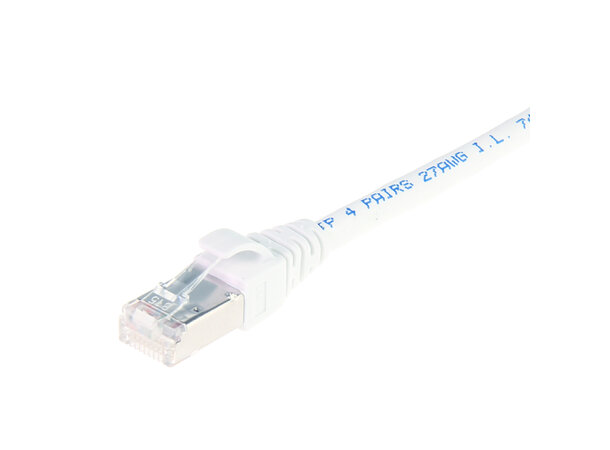 ECS Patchkabel Cat6A S/FTP Hvit  1,0m PIMF Halogenfri RJ45 