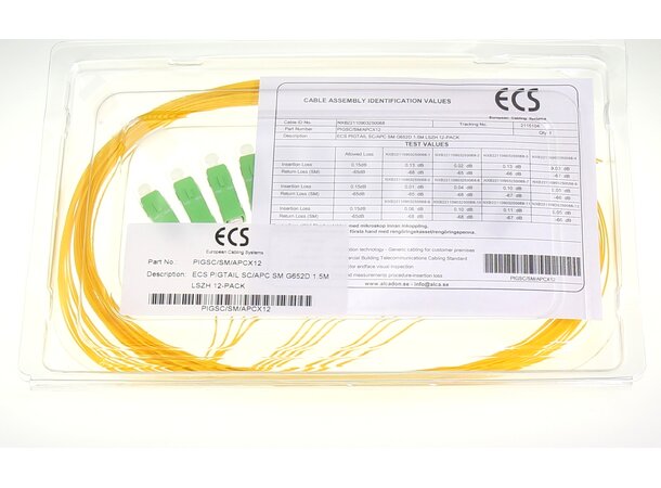 ECS Pigtail SC/APC 9/125 1,5m 12-pk 