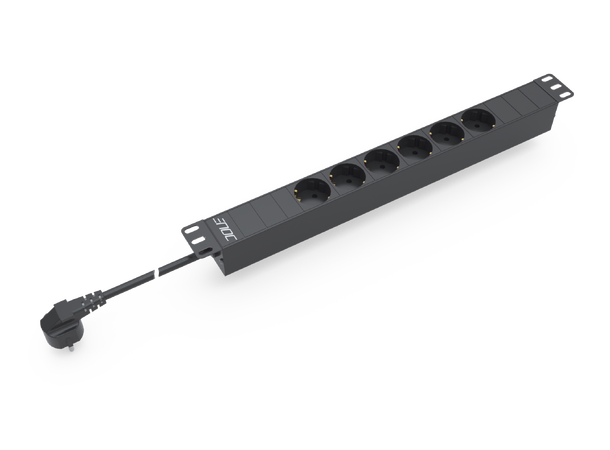 Enoc Strømskinne 6 uttak 2m 19" Schuko 