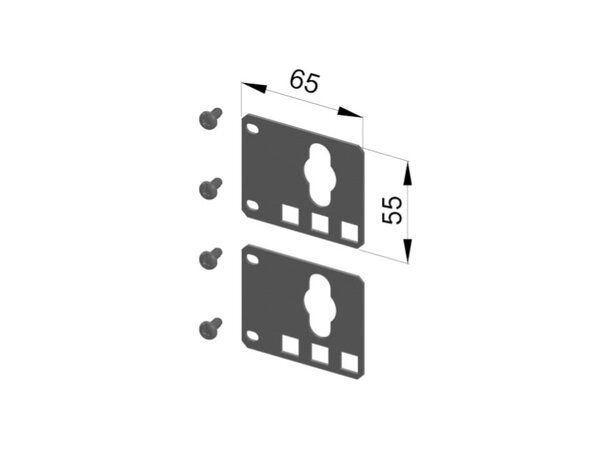 Enoc vertikal montasje brakett Leveres i par, B-65 x H-55 mm, Svart 
