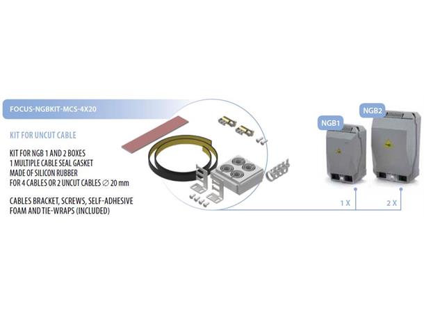 Veggboks fiber KIT NGB1/2 pakning 20mm Gummipakning 2/4x20 mm gjennomføringer