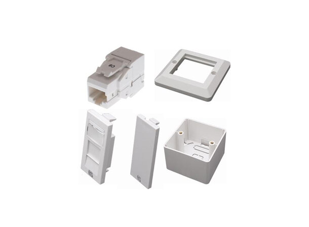 ECS 1xRJ45 UTP Cat6 Påvegg Komplett produkt - Rett uttak - Tooless 