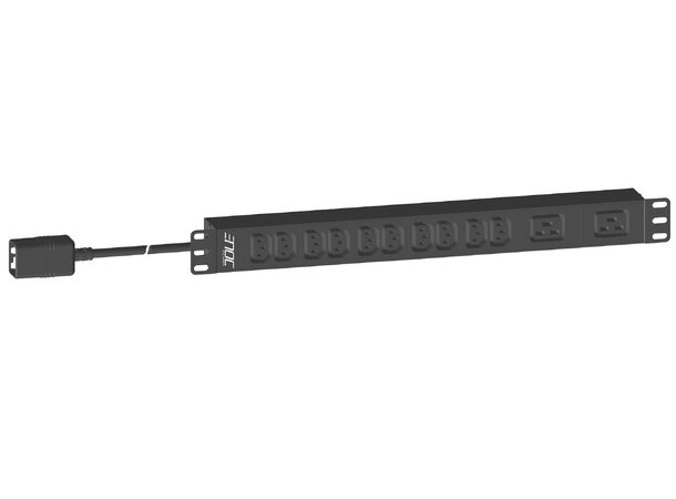 Enoc PDU Strømskinne 19" 1U  stand alone 230V / 16A 10 x C13 + 2 C19 - C20 3m 
