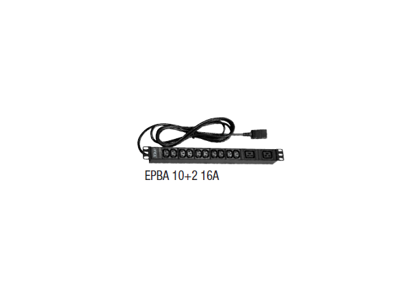 Enoc PDU Strømskinne 19" 1U  stand alone 230V / 16A 10 x C13 + 2 C19 - C20 3m 