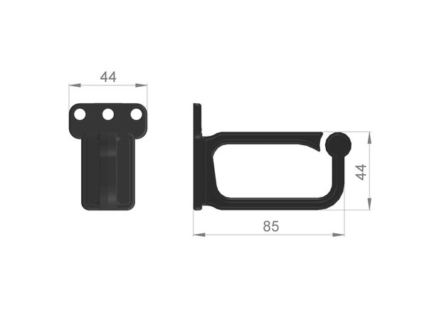 Enoc kabelbygel 1-par svart 1HE 60x44x89mm 