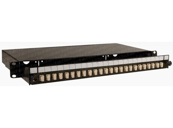 FiberPanel 19" tomt 24xSCS/LCD, sort Uttrekkbart,1U, 24 adapterplasser 
