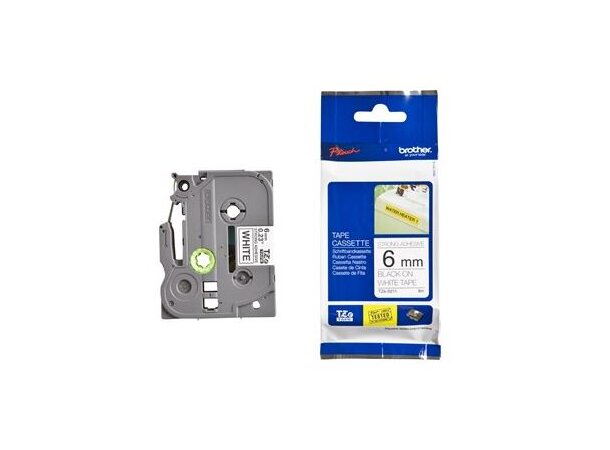 Brother Tape 24mm x 8m Ekstra Sterk Svart på Hvit 