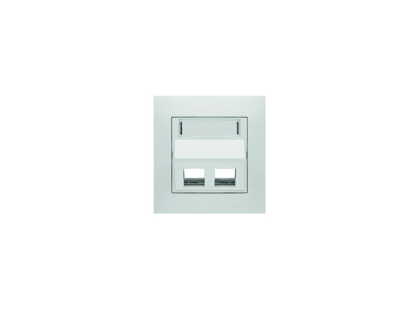 Frontplate for 2xKeystone Vinklet Hvit Kontakt Simon Hvit El.nr.6928429 