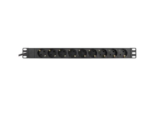 Grenuttag med 9uttag, 3,0m kabel svart inkl. petskydd 