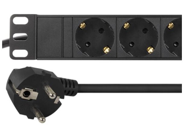 Grenuttag med 9uttag, 3,0m kabel svart inkl. petskydd 