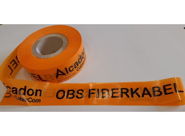 Markeringsbånd  OBS FIBERKABEL orange, ruller a 250meter 