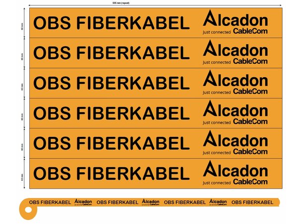 Markeringsbånd  OBS FIBERKABEL orange, ruller a 250meter 