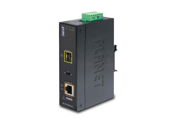 Planet Media Converter Industrial SFP SFP100/1000B-S/LX Industri IP30 PoE+ DIN 