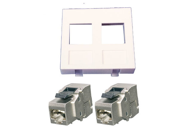 Rehau 45x45 2xRJ45 STP Cat6A innfelt Brikke 45x45, Til Rehau 70/130 m.m 