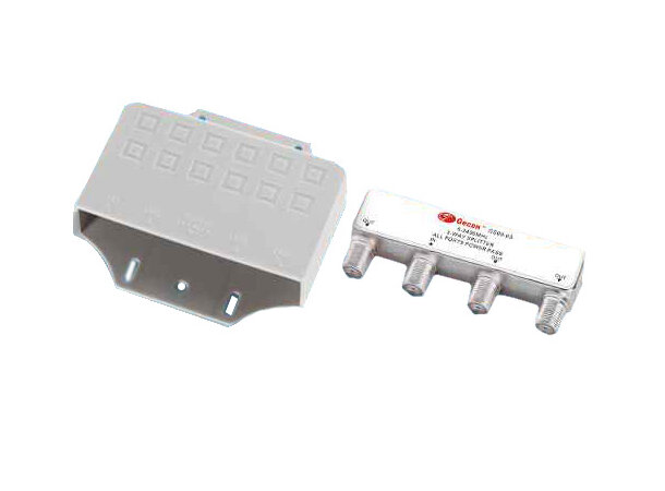 Splitter inne satellitt 3-veis inkl. hus 2400MHz, DC pass, F porter på en side 