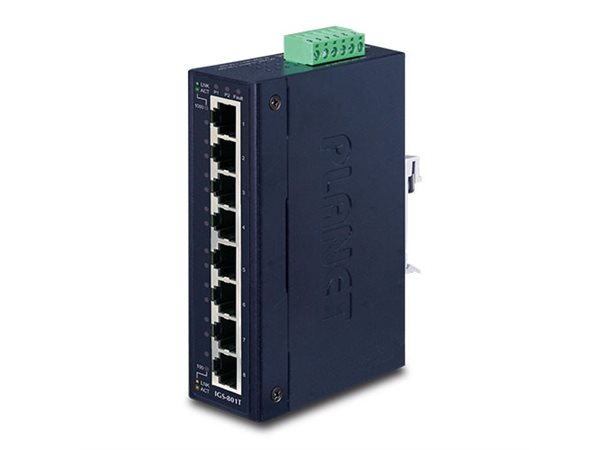 Switch Industri 8-port Unmanaged DIN Planet, 8p 10/100/1000Tx, IP30