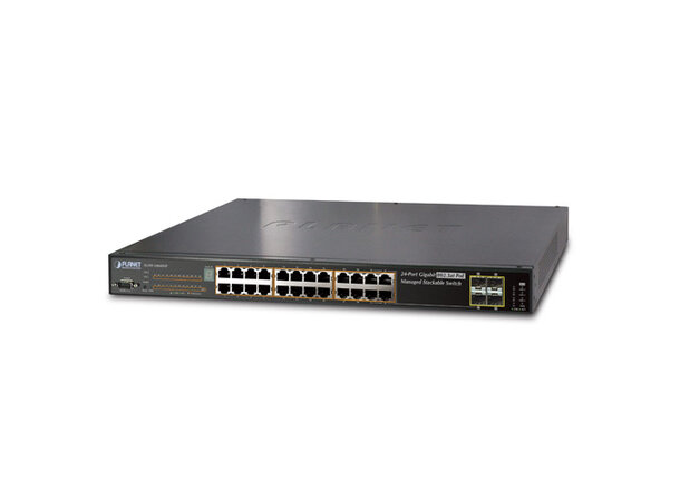 Switch PoE 24-port L2/4 Managed Planet 24p 10/100/1000B/Tx + 4p SFP Stackable 