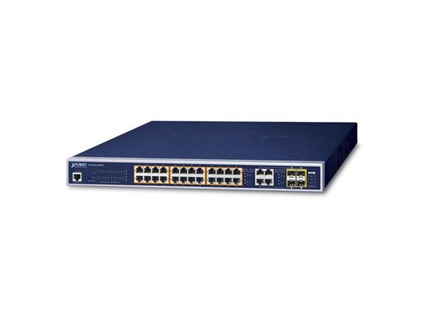 Switch PoE+ 24-port L2/4 Managed Planet 440w, 24p 802.3at PoE + 4p SFP/TP