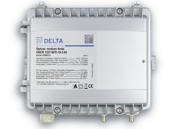 Delta node ONCR 1231F-10-2-65, 1218MHz DOCSIS3.1, 28-65Vac, retur 1310nm, SCAPC 