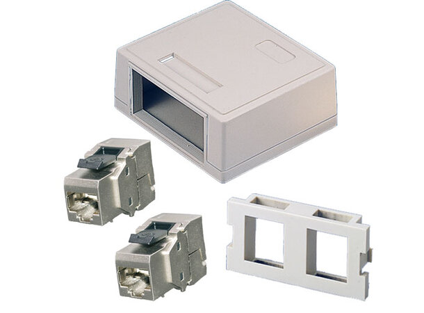 ECS himlingsboks 2xRJ45 STP Cat6A Påveggsboks 
