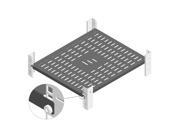 Enoc FH480-S Fast hylla 482x480 svart 0,5HE 