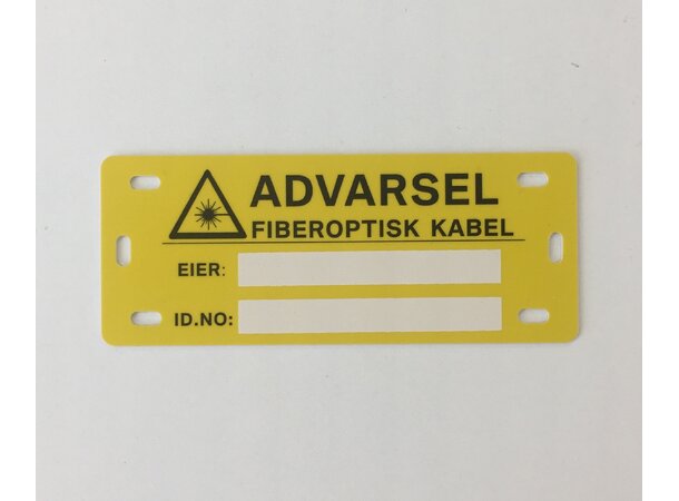 Merkeskilt for fiberkabel Gul Advarsel Fiberoptisk Kabel 40mm x 100mm 