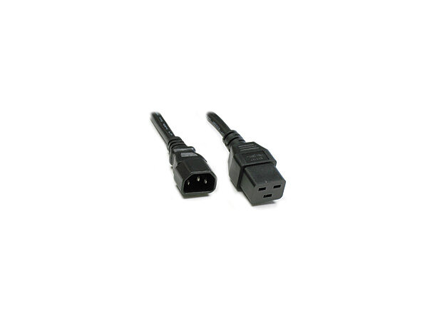 Strømkabel C14 - C19   1m Han - Hun 1,5 mm, Han - hun LSZH 