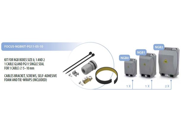 Veggboks fiber KIT NGB0/1/2 PG11 5-10mm 1xPG11 enkel gjennomføring 1x5-10mm 