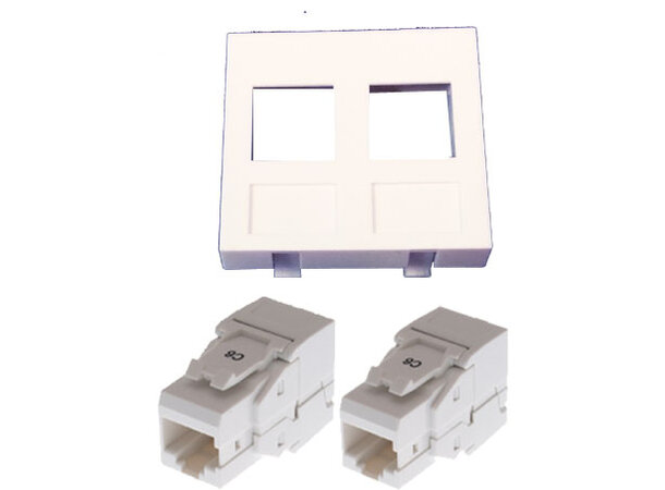 Rehau 45x45 2xRJ45 UTP Cat6 innfelt Brikke 45x45, Til Rehau 70/130 m.m 