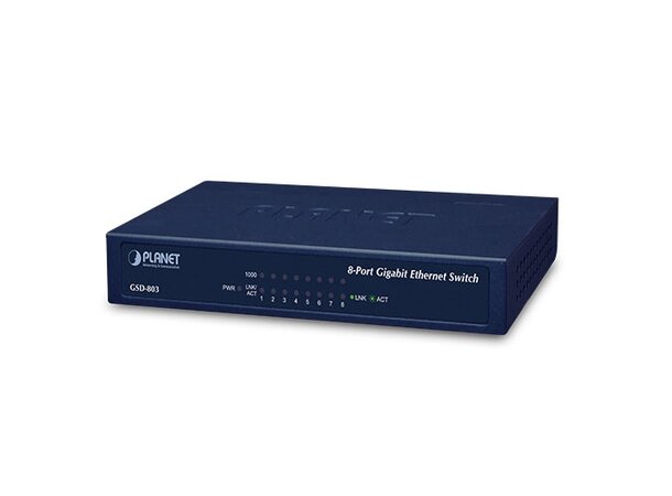 Switch Home/SOHO 8-port Gigabit Planet 8p 10/100/1000 Power Saving (Metall) 
