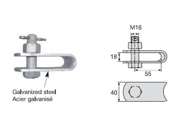 Thimble clevis CCC 18 Galvanized steel 40kN 