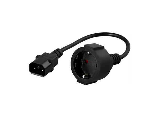 C14 rak IEC 60320  till rak CEE 7/4 0,2m 