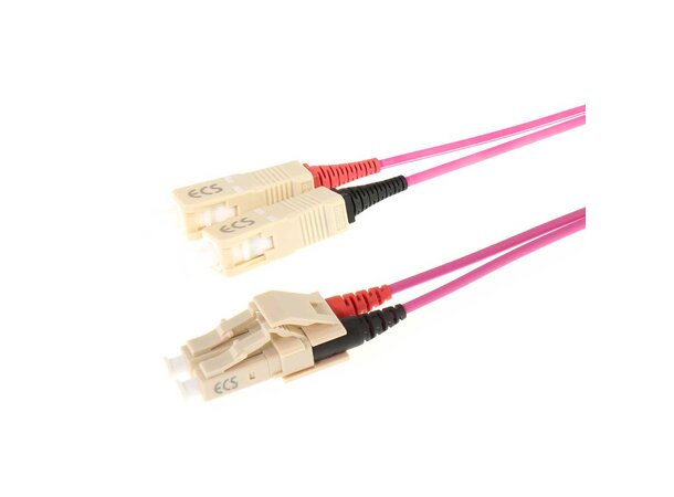 ECS Fiberpatch OM4 50/125 LC-SC  1,0m Fibersnor Halogenfri Duplex Erika Violet 