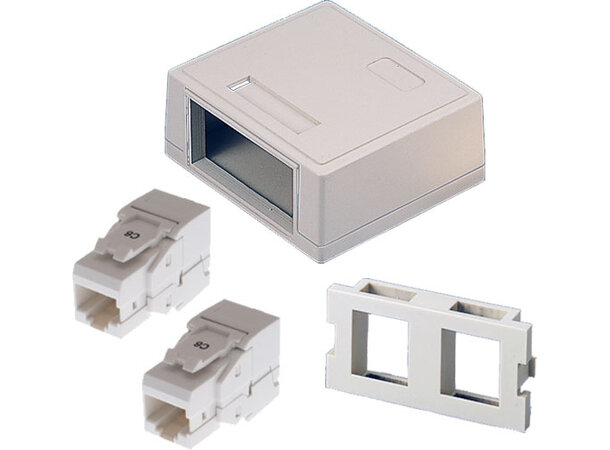 ECS himlingsboks 2xRJ45 UTP Cat6 Påveggsboks 