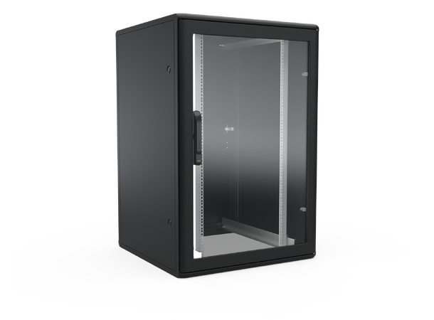 Enoc Gulvskap Sort 24U F1 Glassdør B-800 x D- 600 x H-1200 mm 
