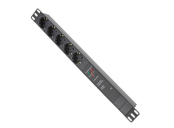 Enoc Strømskinne 5 Uttak m/Oversp.vern Uten bryter 3m 19" Schuko 