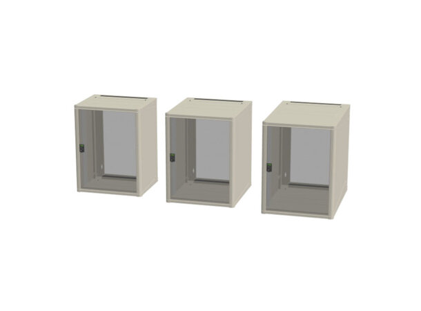 Enoc Veggskap 21U 19" B-565 x D-800 x H-999 mm, Beige Glassdør 