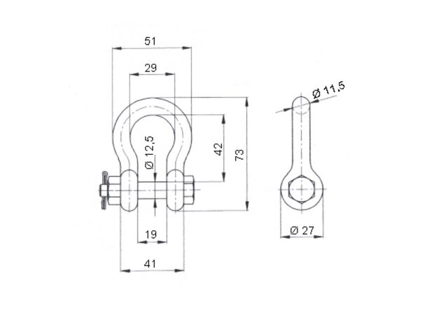 Shackle G2130-7/16 Galvanized steel 40kN 