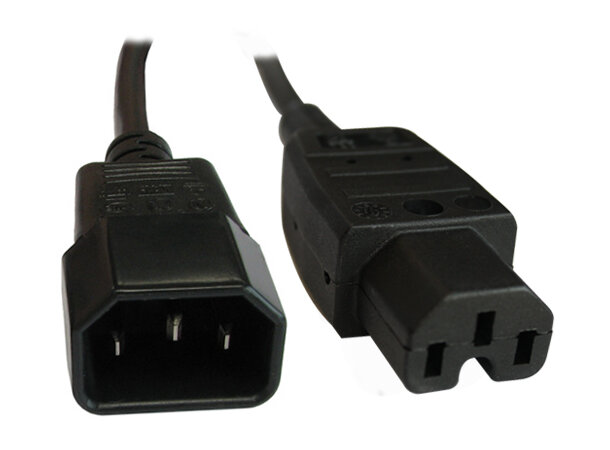 Strömkabel C14 - C15 Halogenfri  2,0m Svart, C15/C14, 1,00mm, LSZH 