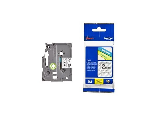 Brother Tape  12mm x 8m TZE131 Svart på Klar (Transparent) 