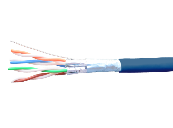 ECS kabel F/FTP C6A LSZH 500m trumma BLÅ 