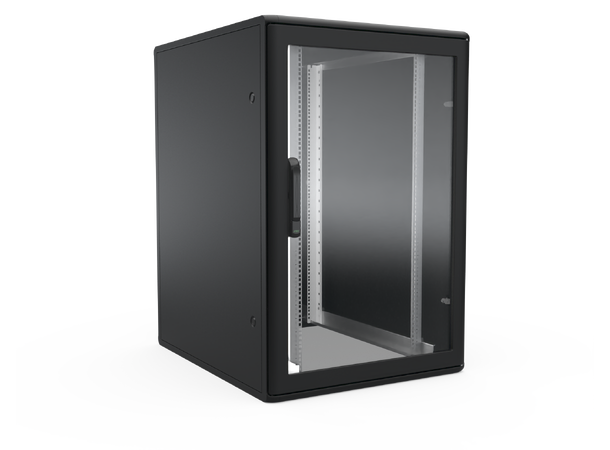 Enoc Gulvskap Sort 24U F1 Glassdør B-800 x D-1000 x H-1200 mm 