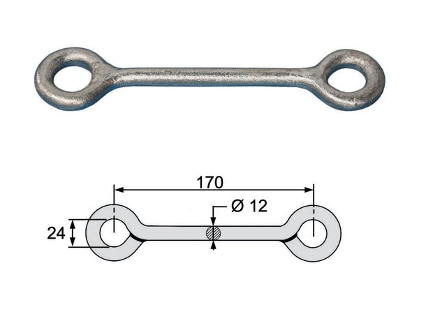Extension link RFO 00-17 Galvanized steel 40kN 12mm 