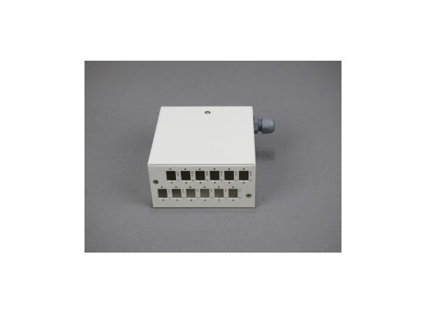 Panel m/DIN-feste - 12/24 fiber Hvit Alu m/Adapterplate LCD/ SCS/ E2000 og FC/ST 