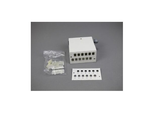Panel m/DIN-feste - 12/24 fiber Hvit Alu m/Adapterplate LCD/ SCS/ E2000 og FC/ST 